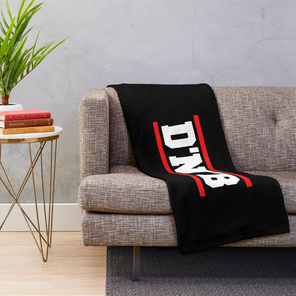 Drum and bass inspired plush blanket with a vibrant redline design