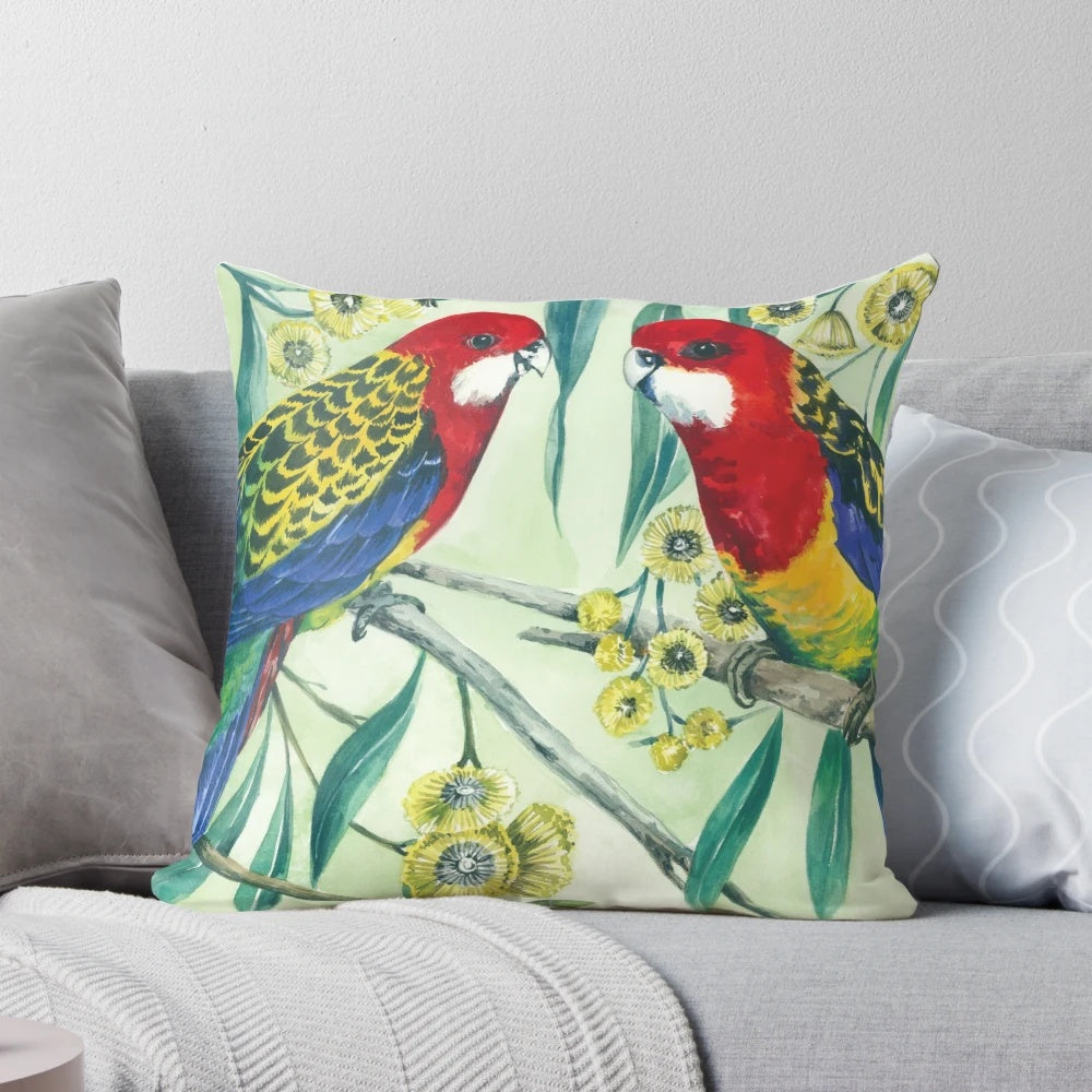 Colorful illustration of an eastern rosella, a native Australian parrot species