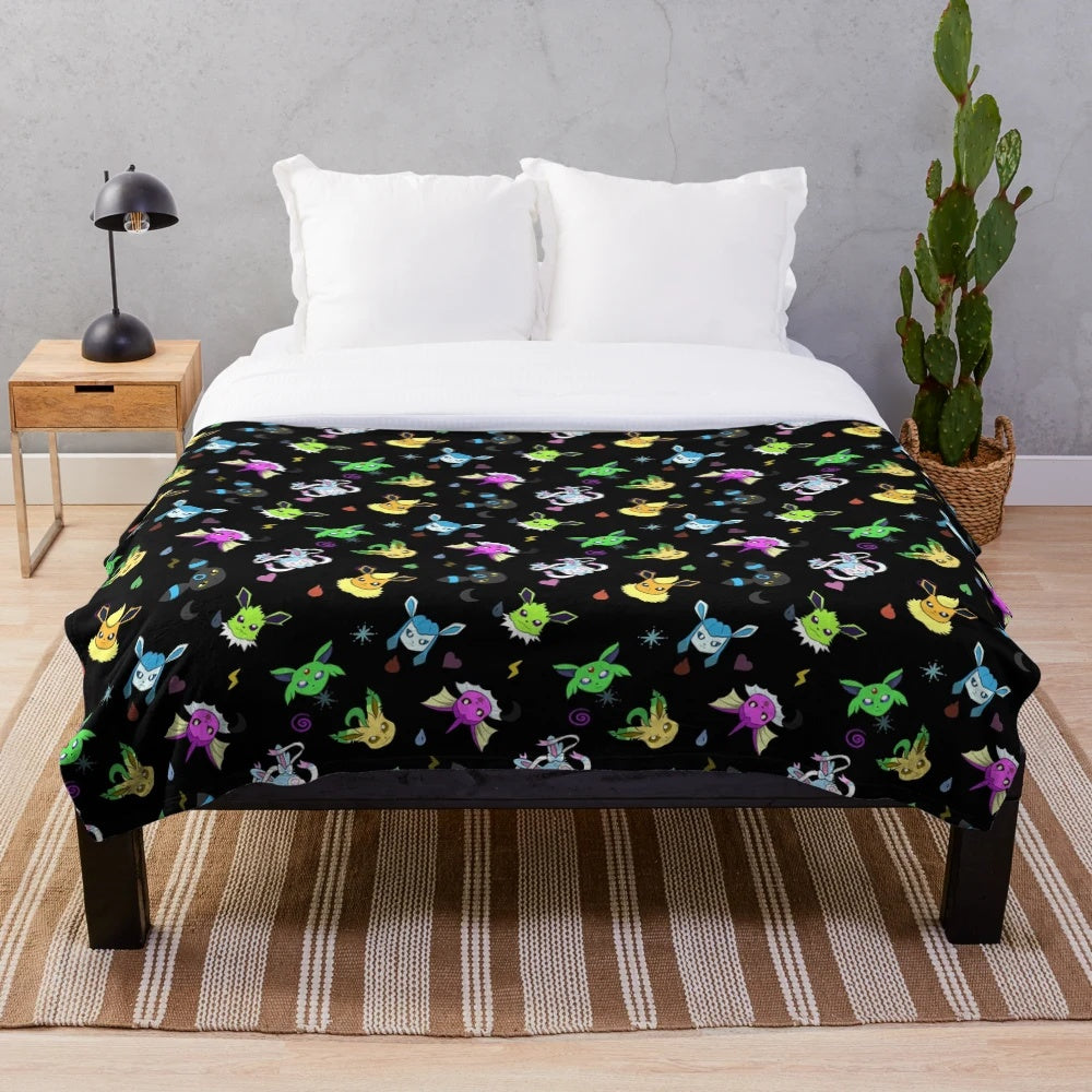Shiny Eeveelutions type pattern plush blanket
