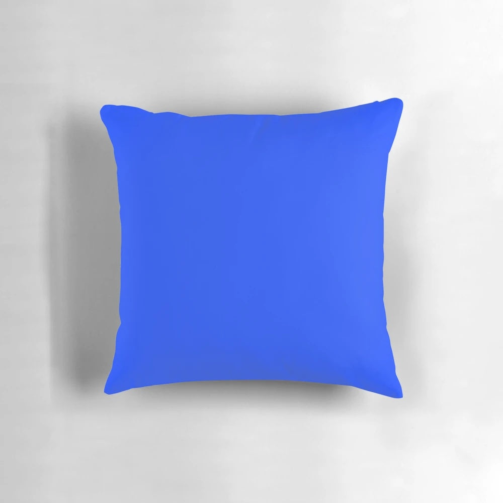 Vibrant electric blue pillow with a solid, matte finish for a sophisticated, modern decor accent.