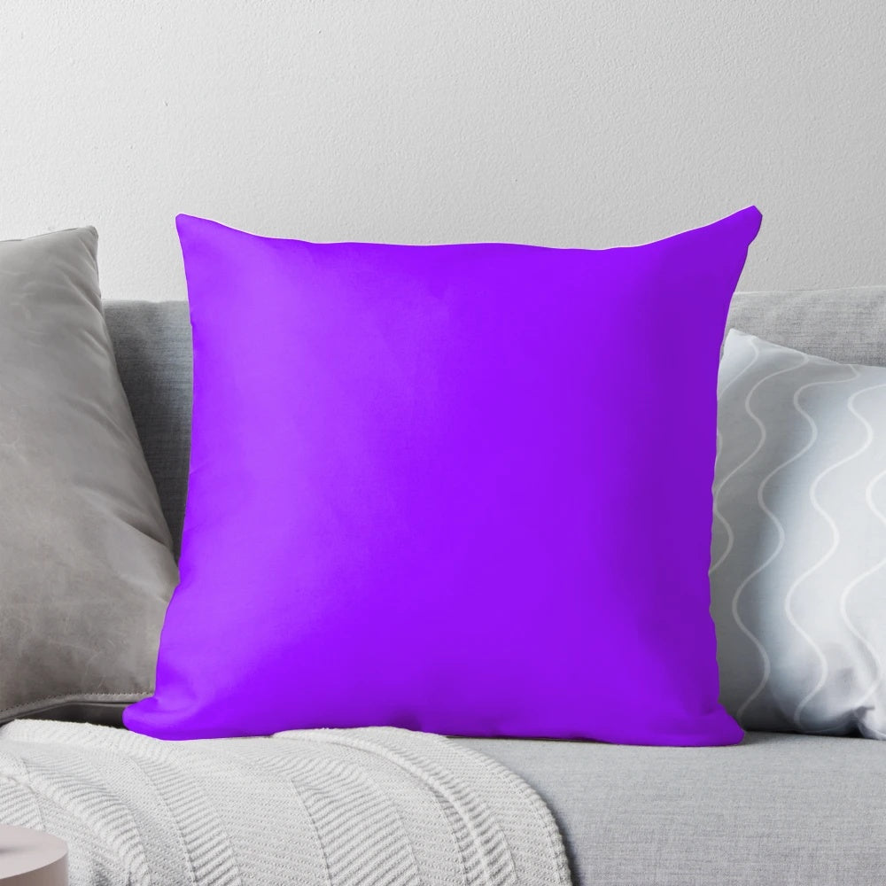 A vibrant electric violet and neon violet solid color block pillow by OzCushions
