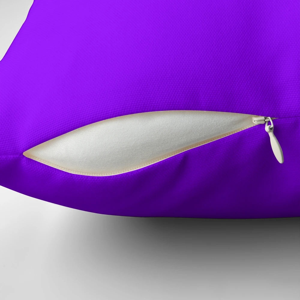 A vibrant electric violet and neon violet solid color block pillow by OzCushions