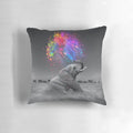 Colorful elephant-themed throw pillow featuring a rainbow design and nature elements