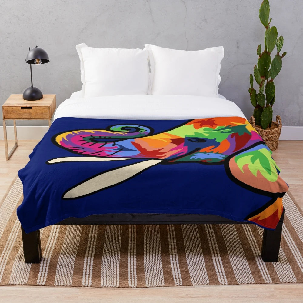 Colorful elephant plush blanket