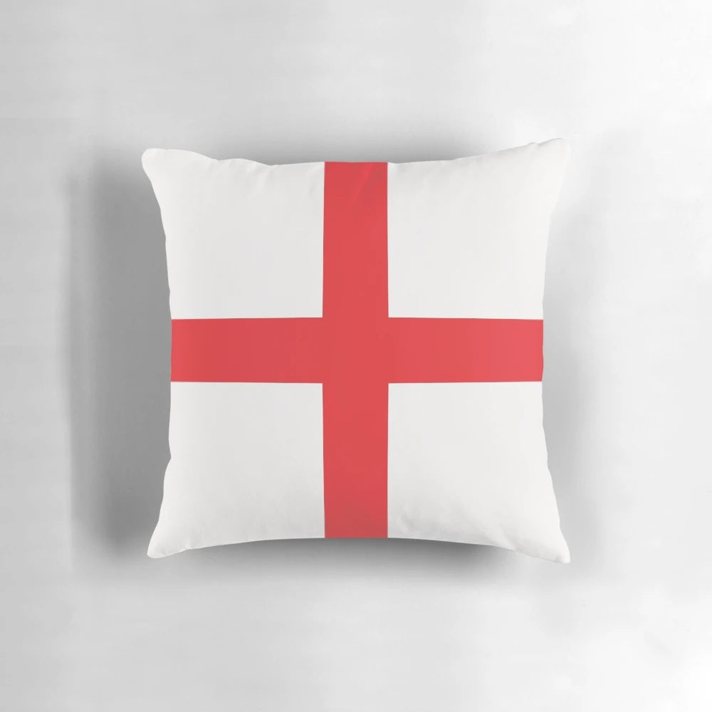 Colorful England flag pillow featuring the iconic red and white design