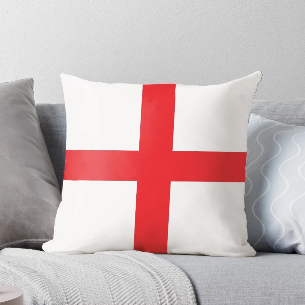 Colorful England flag pillow featuring the iconic red and white design