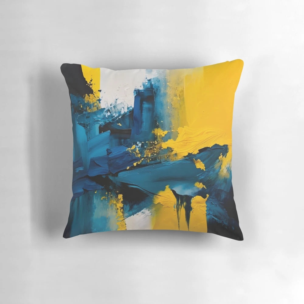 Colorful abstract expressionist oil painting decorative pillow for living room, bedroom, or office.