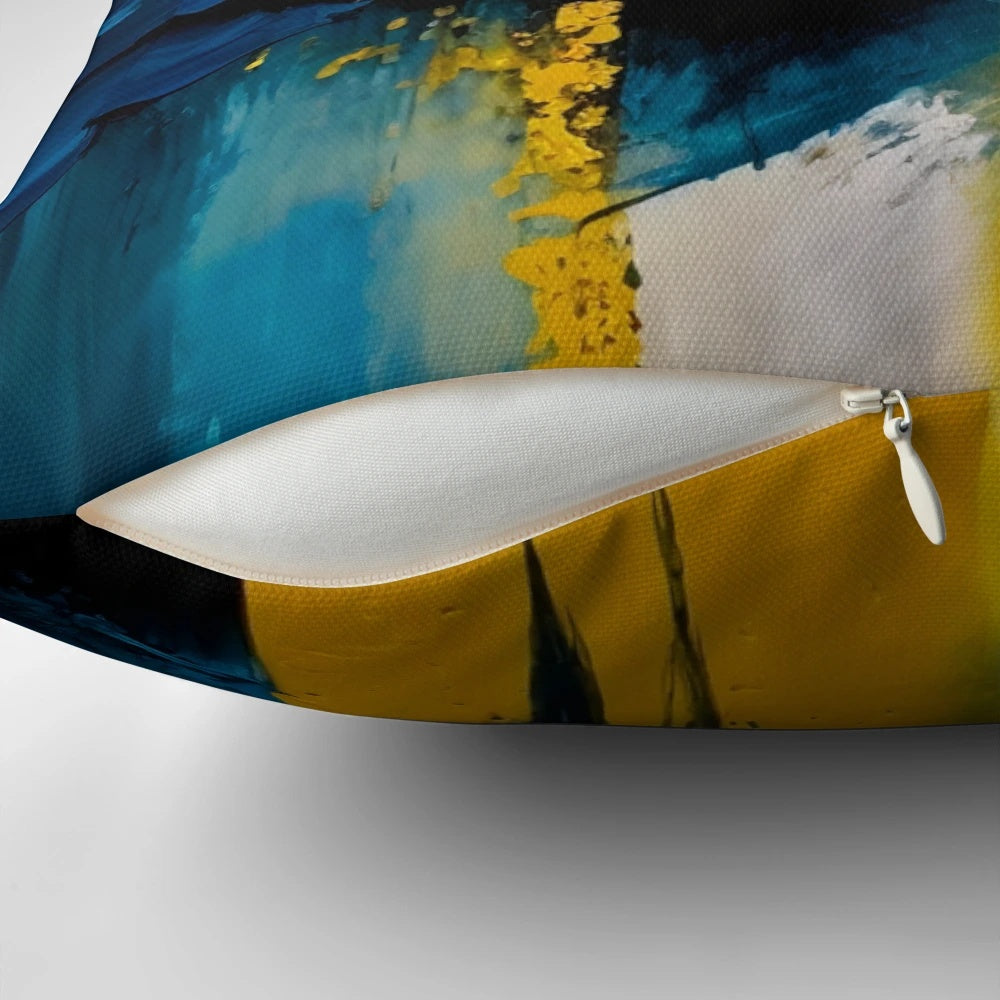 Colorful abstract expressionist oil painting decorative pillow for living room, bedroom, or office.