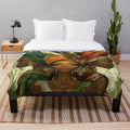 Colorful plush blanket featuring fairy sisters from West African folklore