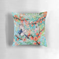 Colorful throw pillow featuring a detailed illustration of a vibrant fairy wren bird against a nature-inspired background.