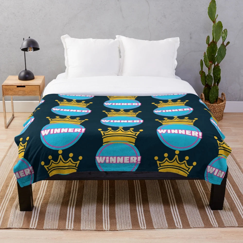 Colorful plush blanket featuring Fall Guys game characters and design