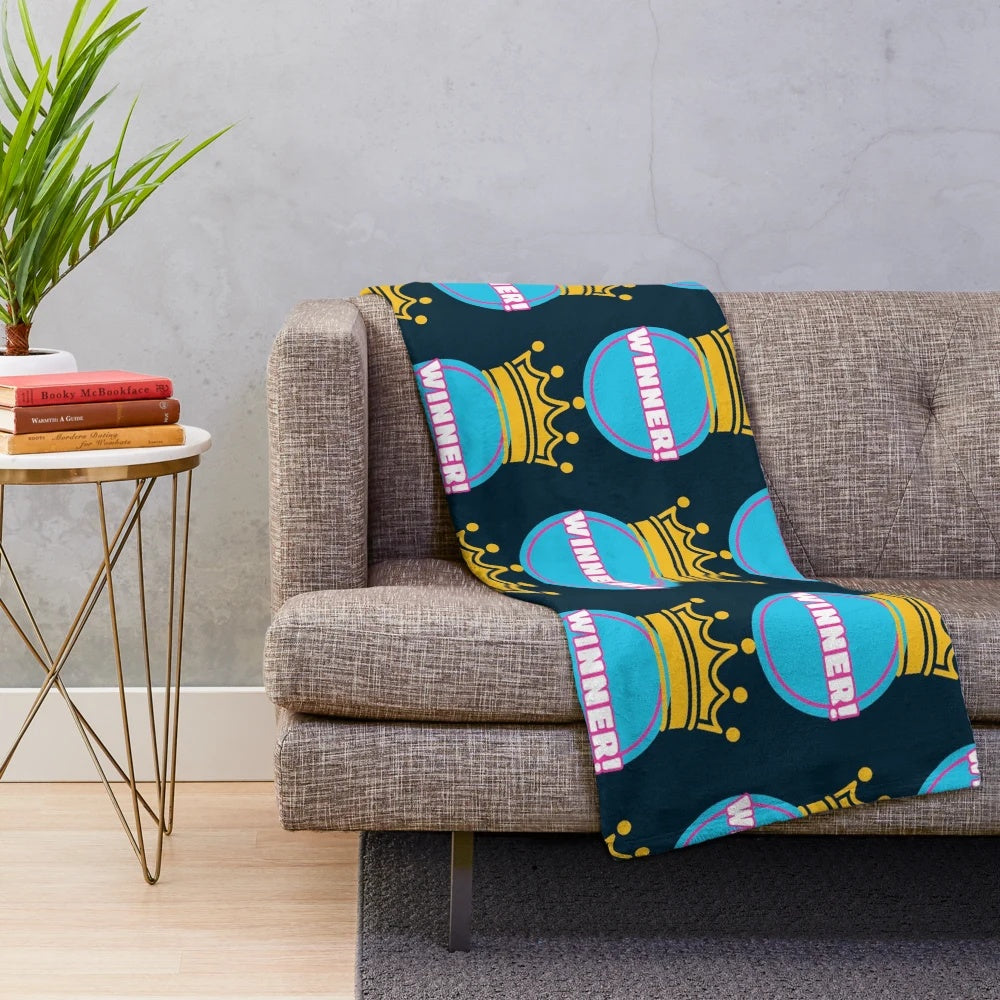 Colorful plush blanket featuring Fall Guys game characters and design