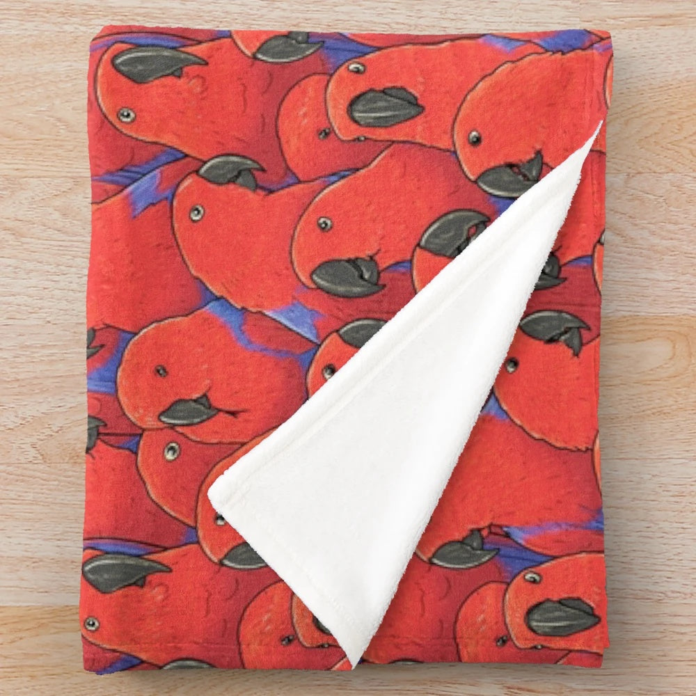 Plush blanket featuring a vibrant female eclectus parrot