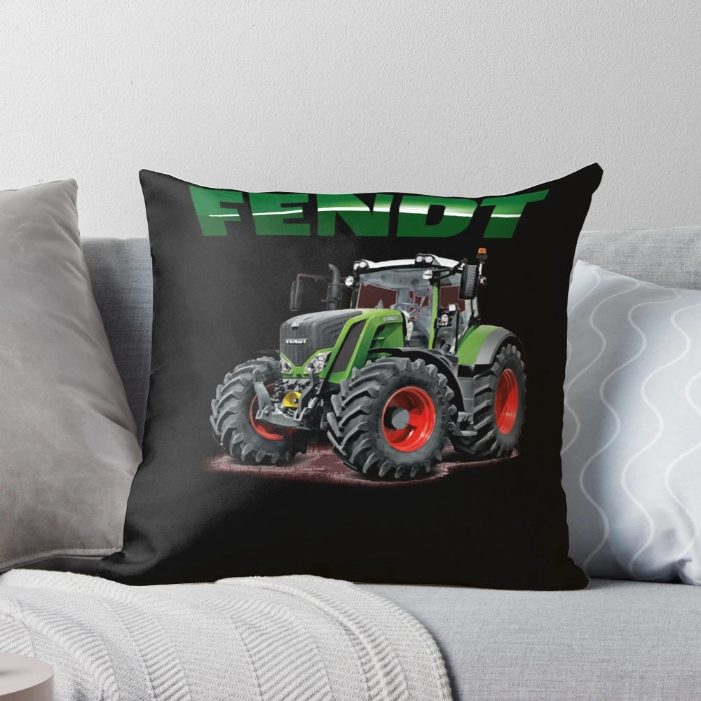 Colorful Fendt German tractor-themed pillow for home and outdoor decor