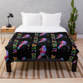Colorful watercolor field hockey player and equipment on a plush blanket