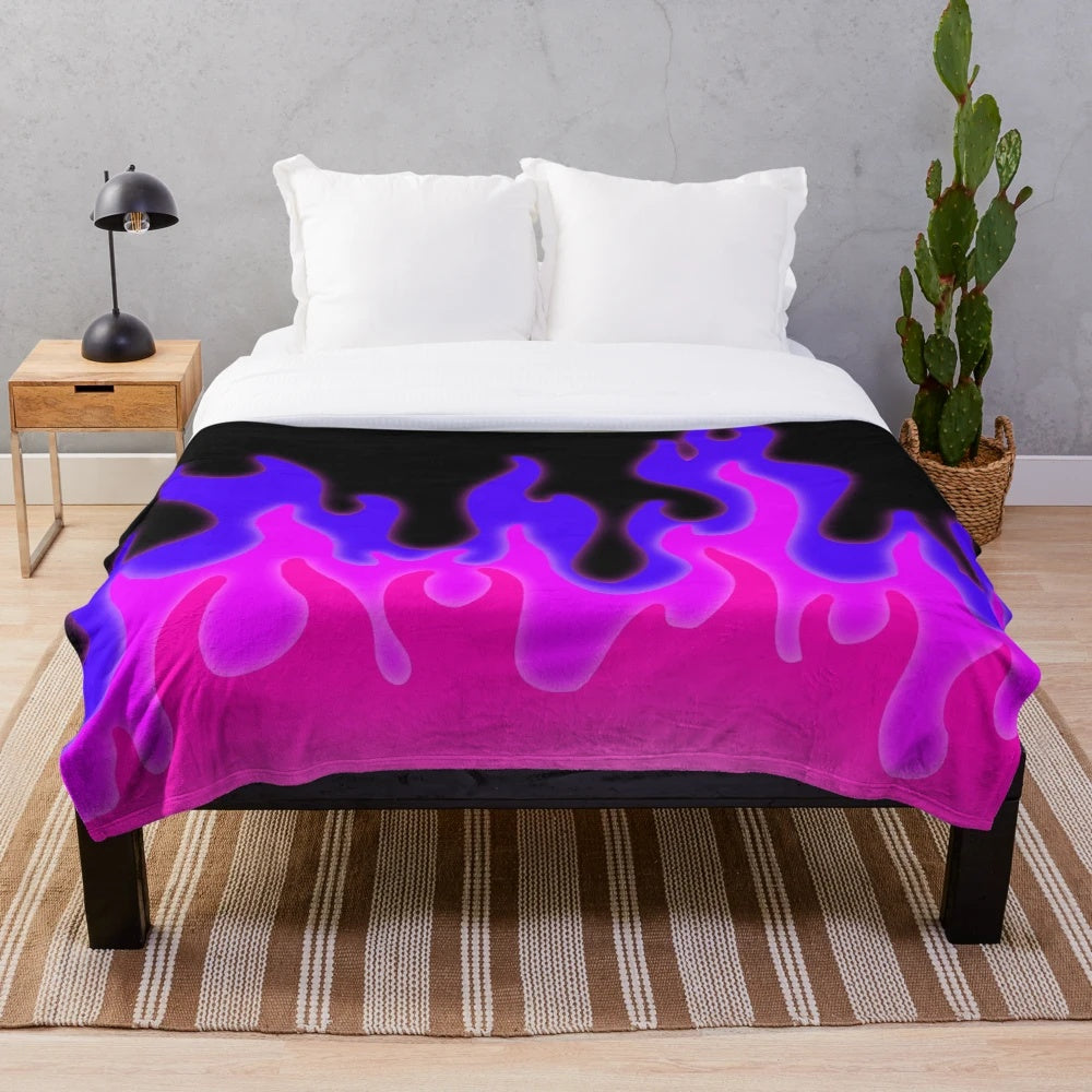 Vivid flames plush blanket with bright pink and purple color design