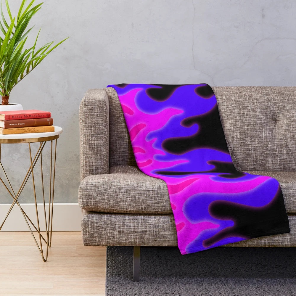 Vivid flames plush blanket with bright pink and purple color design