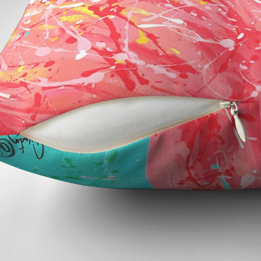 Decorative flamingo-patterned accent pillow for modern, tropical-inspired home interiors