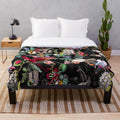 Floral and bird patterned plush blanket