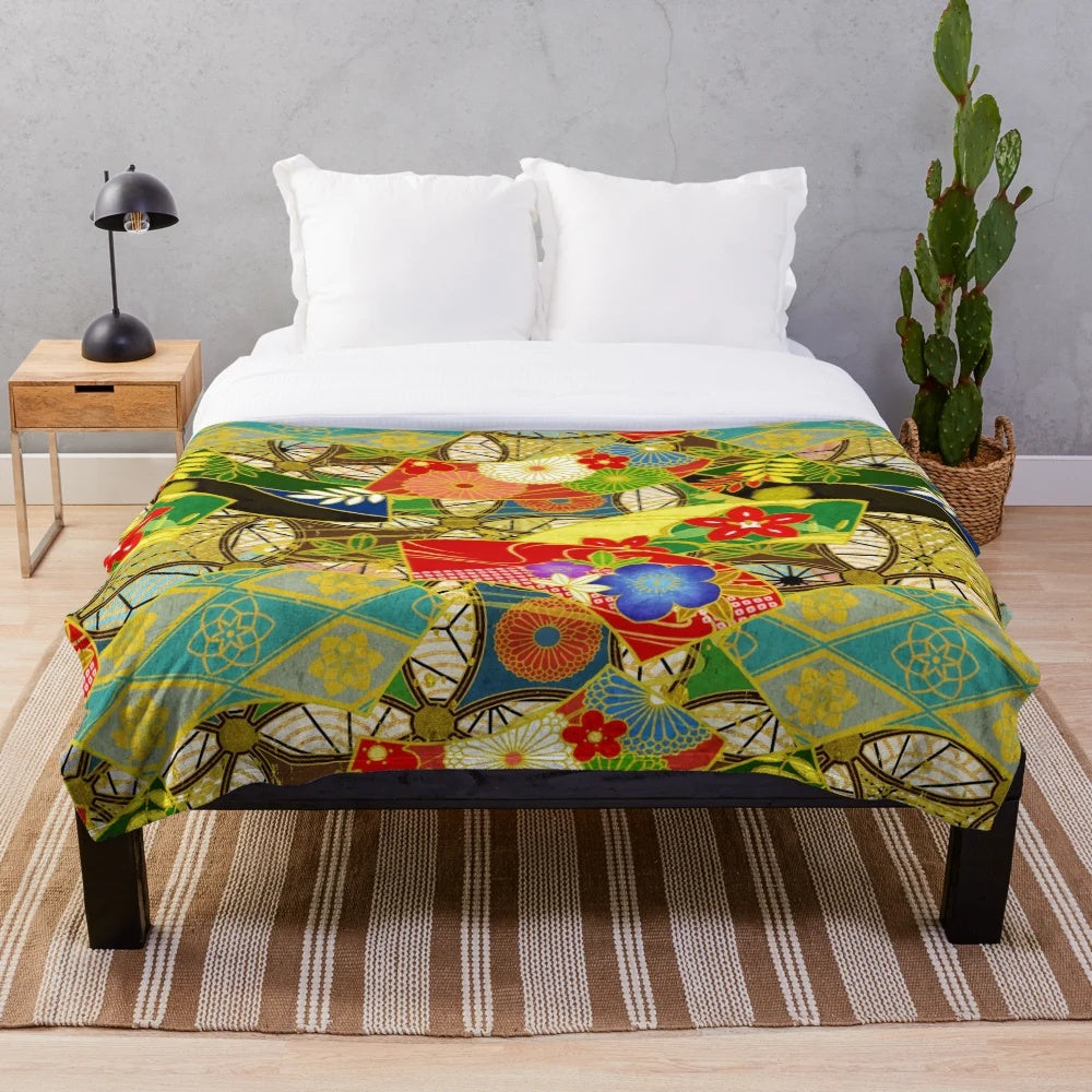 Soft and plush summer flowers blanket with vibrant floral design