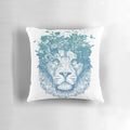 A colorful and whimsical throw pillow featuring a floral lion illustration, perfect for adding a touch of nature-inspired style to any room.