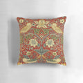 Colorful floral pillow featuring a vintage botanical design inspired by the iconic artwork of William Morris.