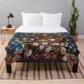 Plush blanket with a vibrant bouquet of leaves design inspired by the French artist Seraphine Louis