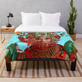 Vibrant floral plush blanket with goddess inspired design