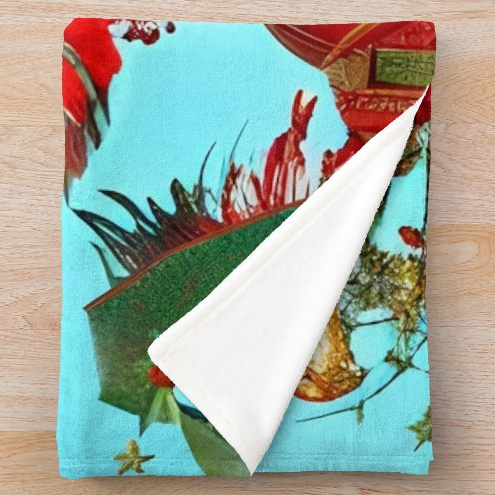 Vibrant floral plush blanket with goddess inspired design