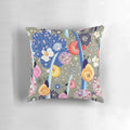 Colorful floral pattern with a bright snail and textured background for a nature-inspired graphic design pillow
