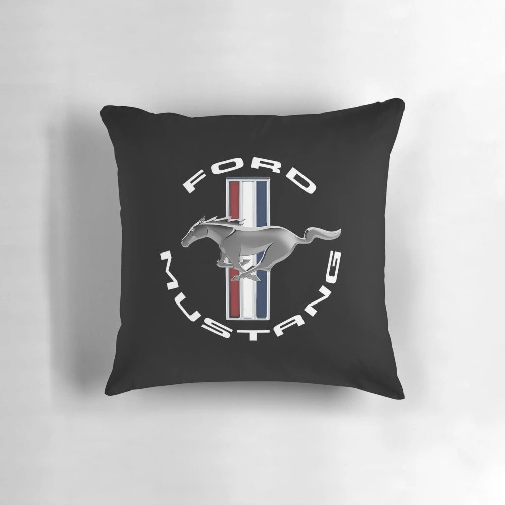 Plush Ford Mustang logo pillow for auto enthusiasts
