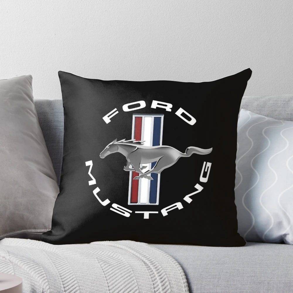 Plush Ford Mustang logo pillow for auto enthusiasts