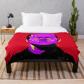 Colorful Frankenstein pop art design on a cozy plush blanket