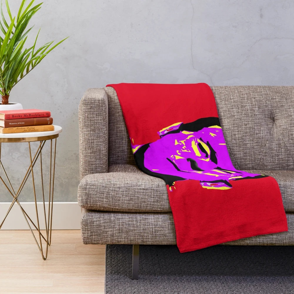 Colorful Frankenstein pop art design on a cozy plush blanket