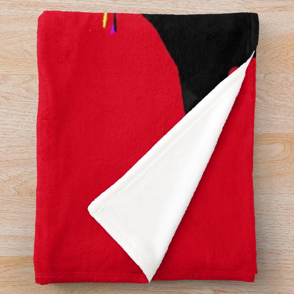 Colorful Frankenstein pop art design on a cozy plush blanket