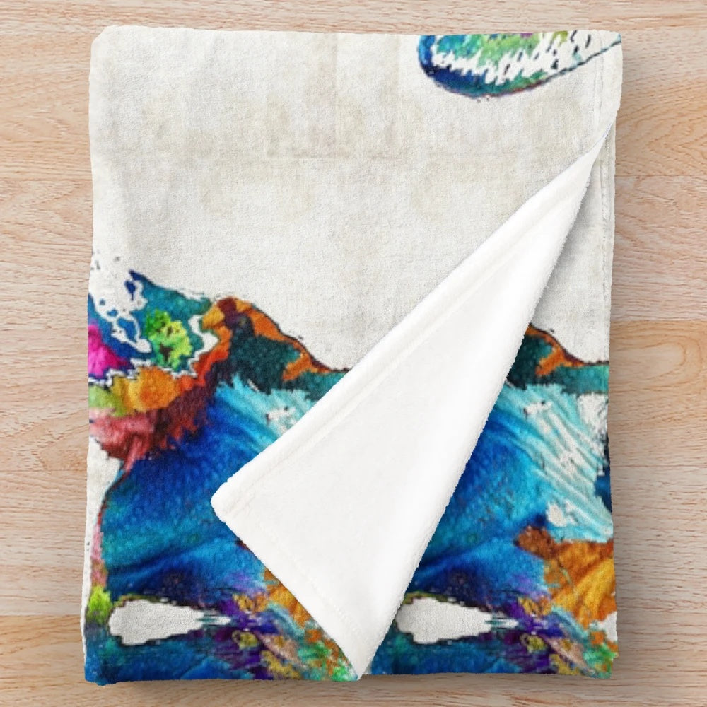 Colorful French Bulldog Dog Art Plush Blanket