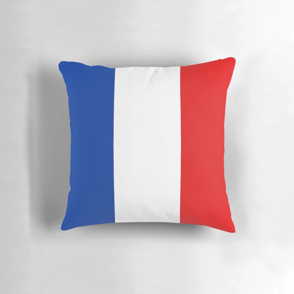 Soft, plush pillow featuring the iconic tricolor flag of France