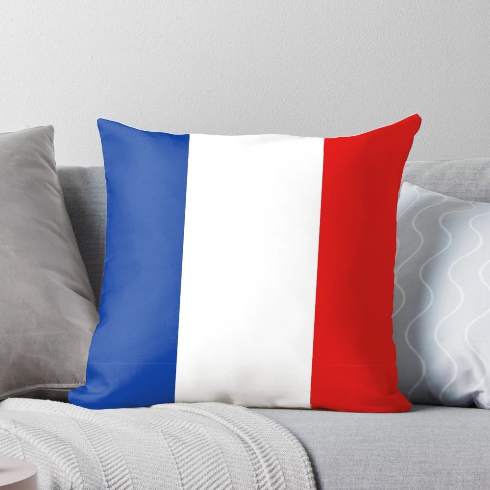 Soft, plush pillow featuring the iconic tricolor flag of France