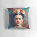 Colorful throw pillow featuring the portrait of renowned Mexican artist Frida Kahlo