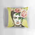 Colorful floral pillow featuring Frida Kahlo-inspired design