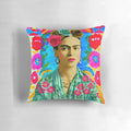 Colorful Frida Kahlo-inspired floral throw pillow