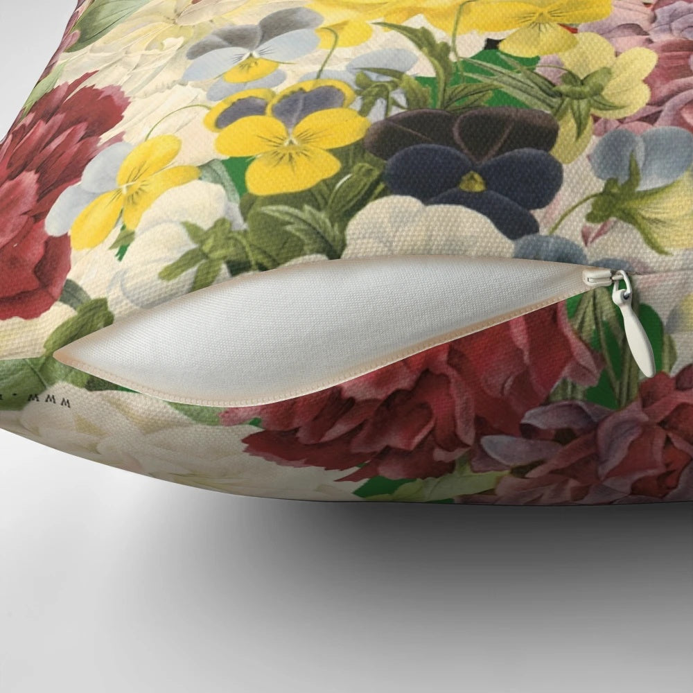 Colorful floral pillow design featuring the iconic imagery of Frida Kahlo