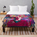 Frida Kahlo-inspired plush blanket with vibrant pop art design