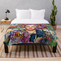 Frida Kahlo pop art inspired plush blanket with vibrant colors