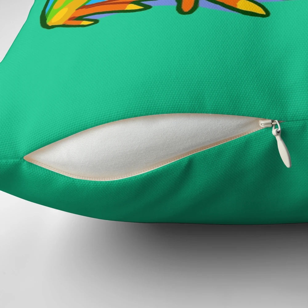 A colorful and whimsical frog-themed pillow with an inspiring message to brighten any space.