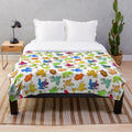 Colorful frog plush blanket with whimsical frog design