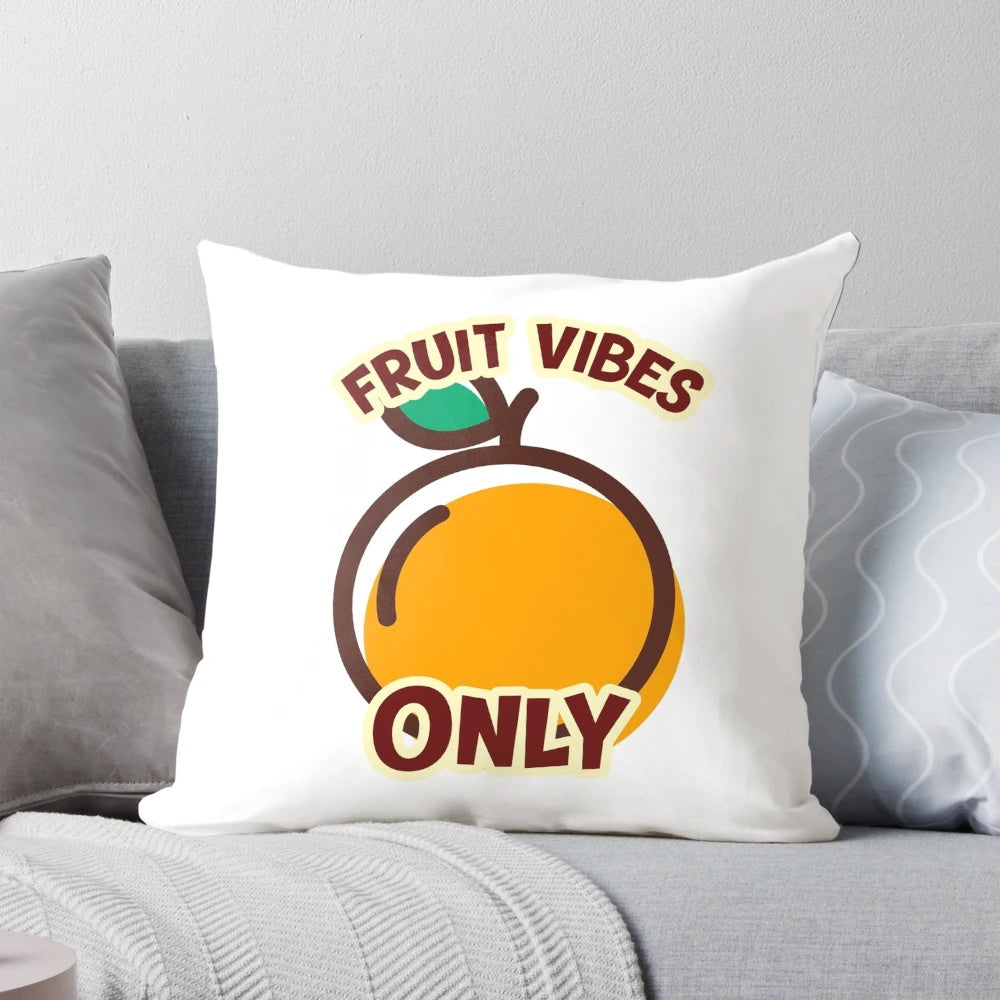 Colorful, whimsical fruit-themed pillow with a fun, kawaii design