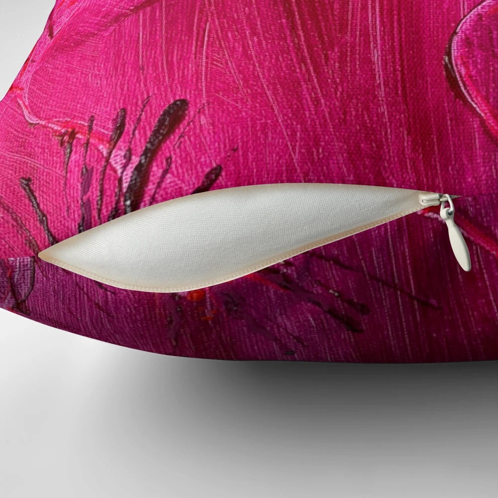 Closeup of a beautiful fuchsia flower decorative pillow for home