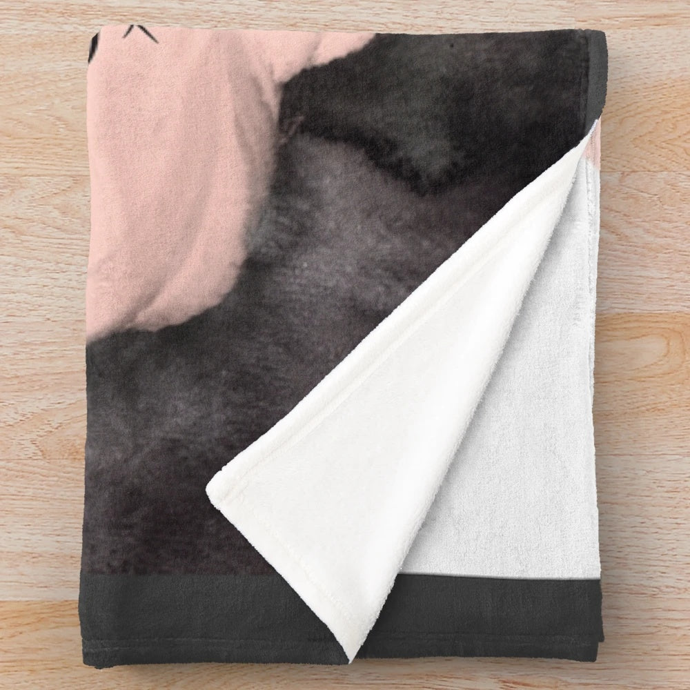 Colorful and abstract plush blanket with futuristic and trippy design