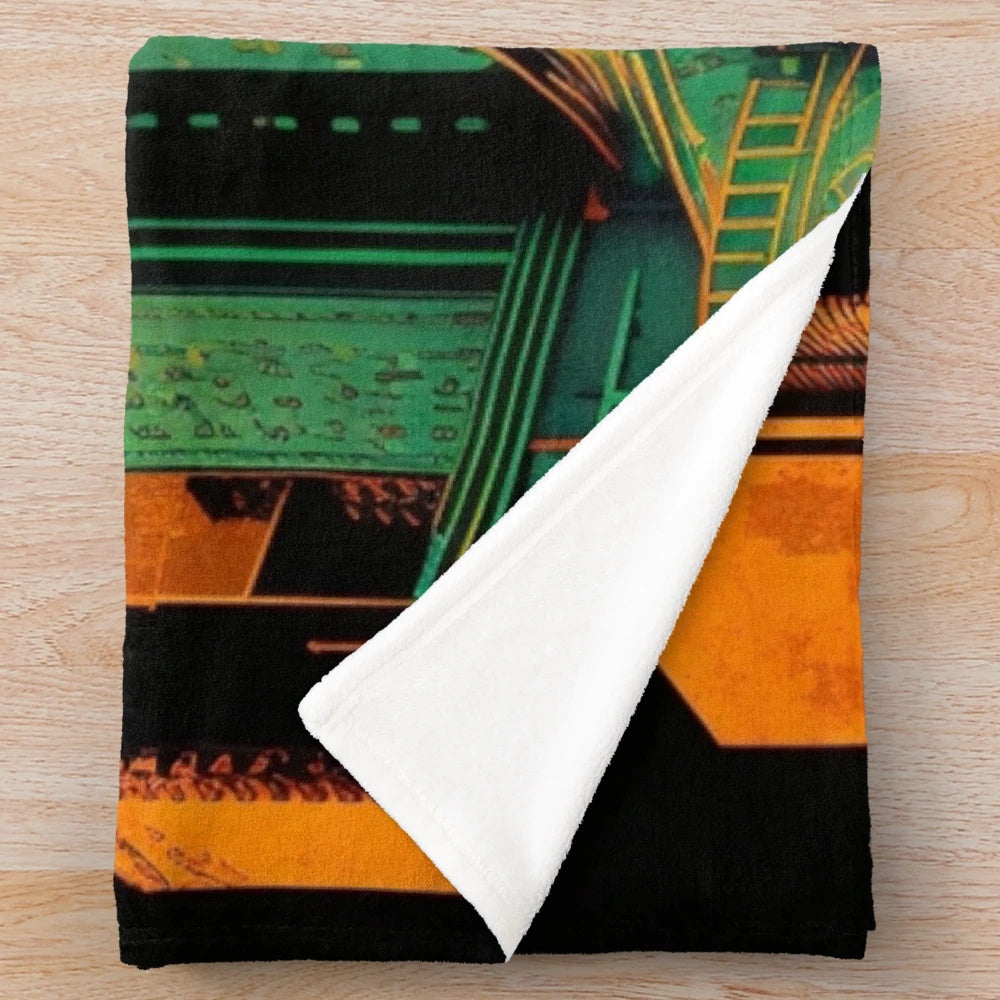 Colorful abstract art plush blanket inspired by cinematic themes